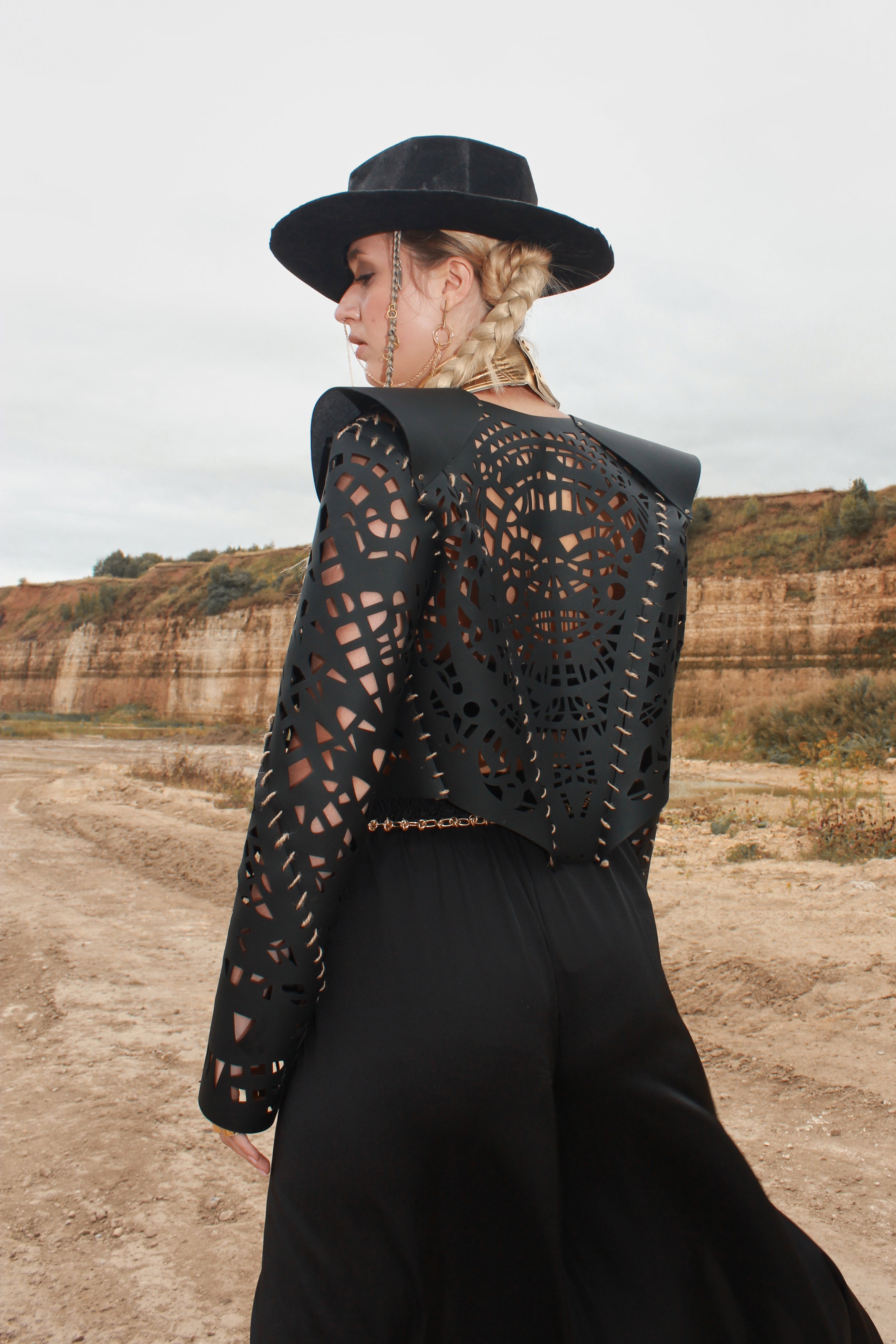 Carved Faux Leather Jacket