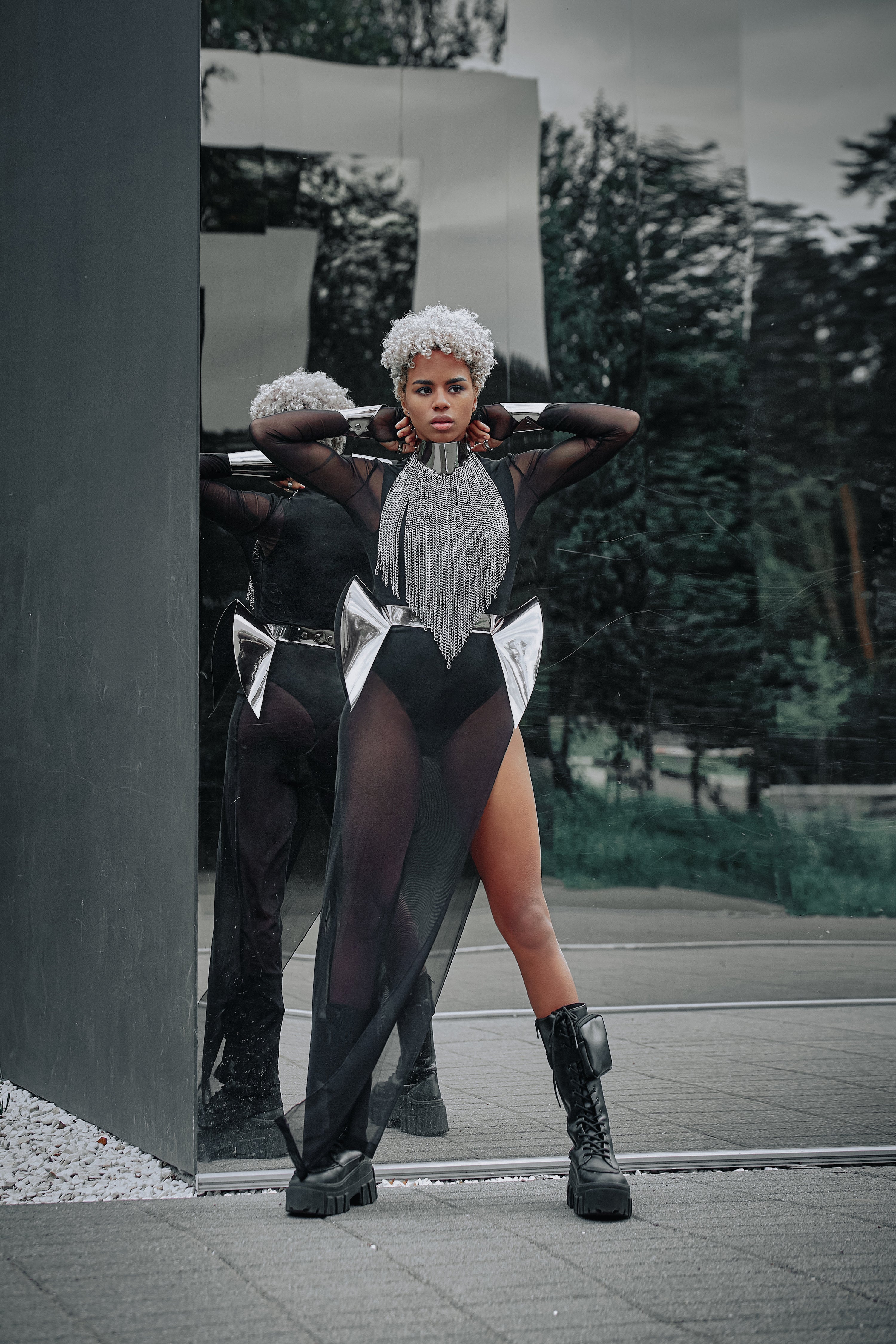 Set / Belt, choker, bracelets / SILVER
